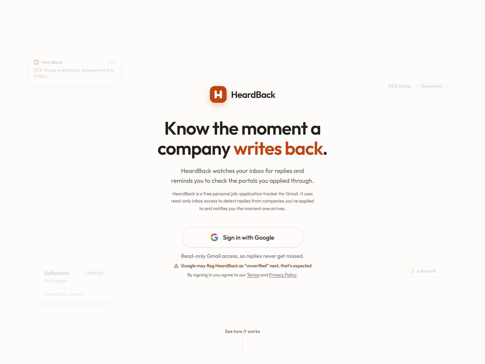 Screenshot of HeardBack